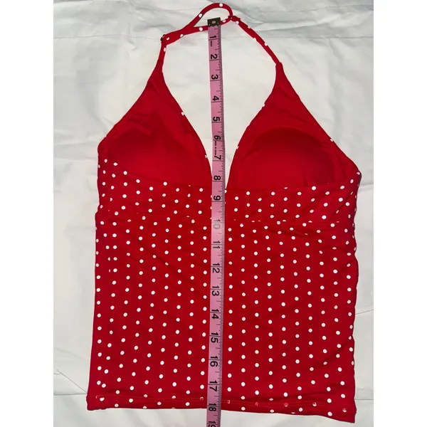 Red White‎ Polka Dot Halter top with removable pads Size XS - Image 6