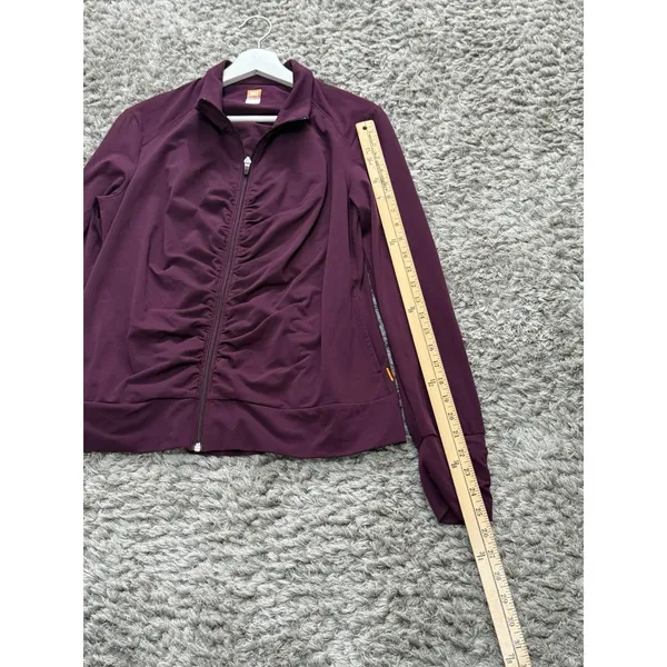 Lucy Power Women’s Track Jacket Full Zip Red Plum Ruched Yoga Athletic Size XL - Image 9