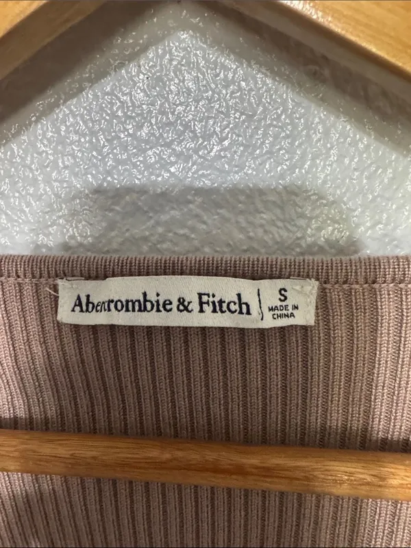 Abercrombie & Fitch Taupe Mauve Mixed Knit Ribbed Long Sleeve Bodysuit Small - Image 4