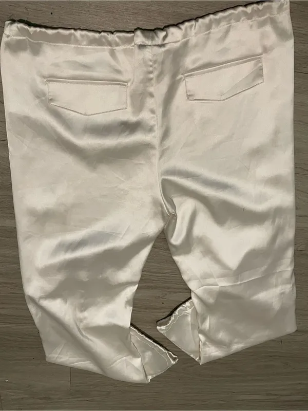 Satin Boot-Flare Pants in Ivory - Image 3