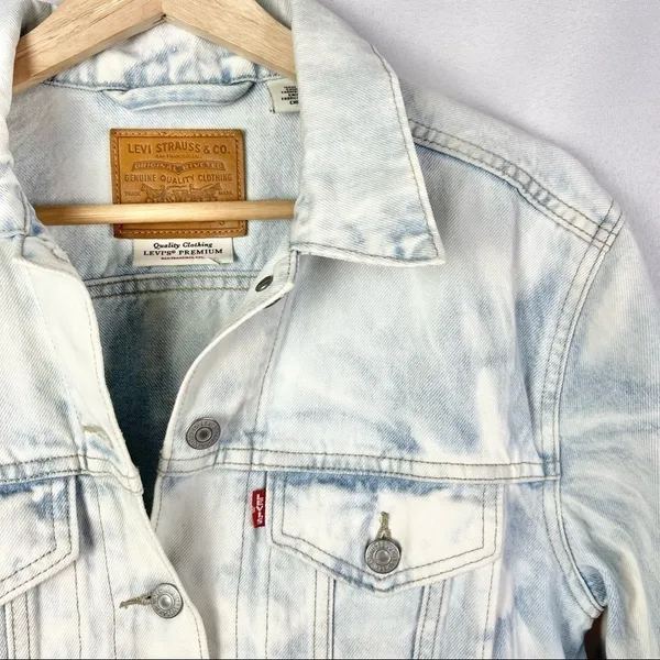 Levi's Ex-Boyfriend Acid Wash Button‎ Down Denim Trucker Jacket S - Image 4