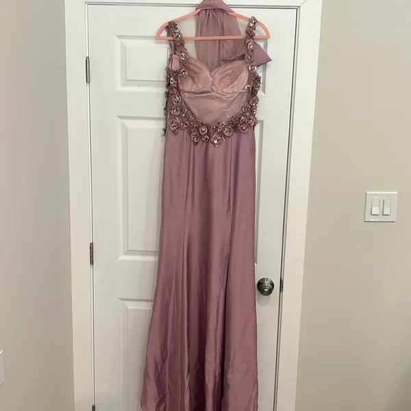 Sarafia Couture Silk Purple Lavender Formal Gown Dress Mother of The Bride Sz 8 - Image 3