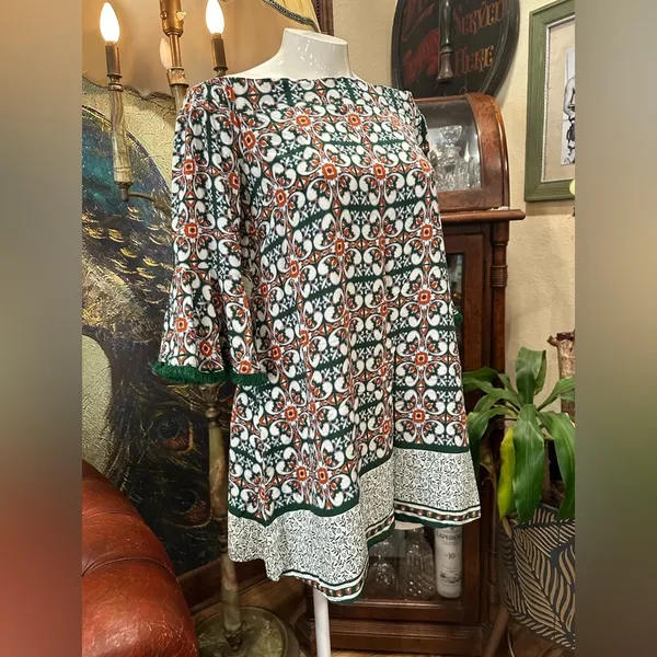 Lulus Boho Glam Open Back Medallion Print Bell Sleeve Mini Dress Size Large - Image 7