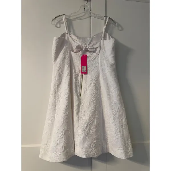 NWT Lilly Pulitzer Perry Stretch Dress Resort White Pineapple Pucker Jacquard 12 - Image 4