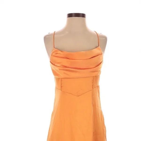 Hello Molly Golden Thoughts Orange Maxi Dress Cowl Neck Lace Up Back Size 4 - Image 3