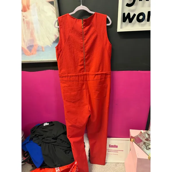 Marc by Marc Jacobs‎ Red Sleeveless Jumpsuit Size S Exposed Zip Utility Slim Leg - Image 2