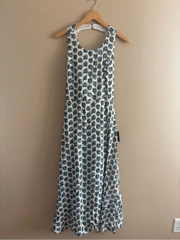 Lulus Flirty Fave Ivory Floral Print Tie-Back Midi Dress Size Large Sleeveless - Image 4