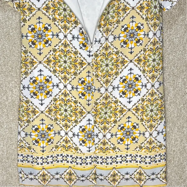 Lulus yellow pattern dress spring summer‎ xs relaxed fit short sleeves maximal - Image 6