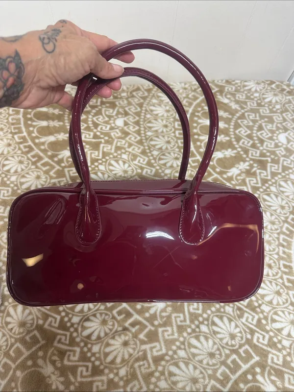 Urban Expression Patent Burgundy Top-Handle Satchel - Image 3