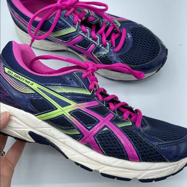 ASICS Gel Contend 3 Blue & Pink Running Shoes Sneakers Womens 8 Bright Colorful - Image 6