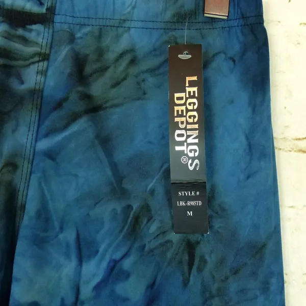 Leggings Depot Biker Shorts Women M Blue Black Tie Dye Pull On Stretch 23X8 Boho - Image 4