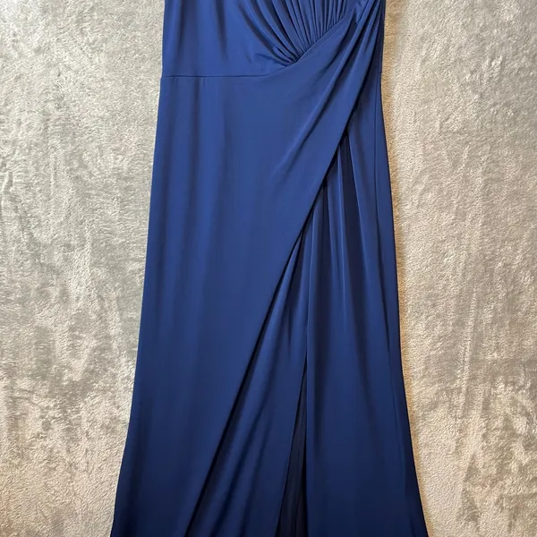 Tadashi Shoji Sho Navy Blue Sleeveless Gown Elegant Draped Evening‎ Formal Sz XS - Image 5