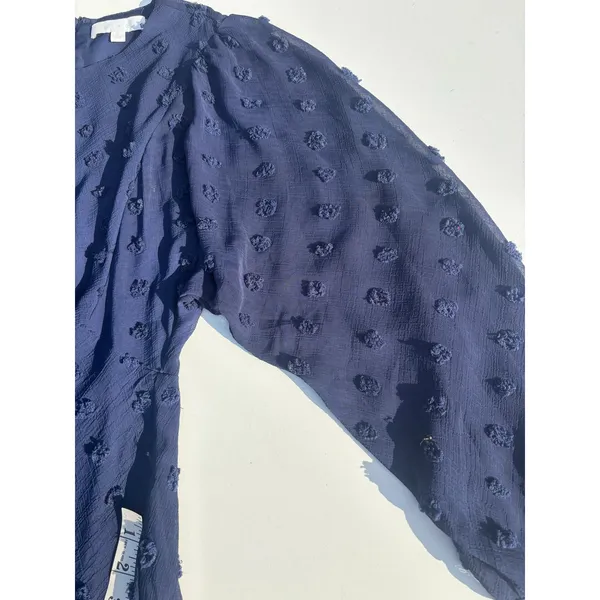 Anthropologie Eri + Ali Michaela Textured Swiss Dot Midi Navy Dress 2 - Image 5