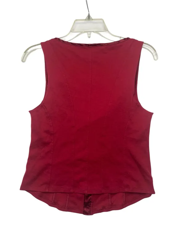 Moda International size large Women's Red Satin-Trim Sleeveless Top corset y2k - Image 8
