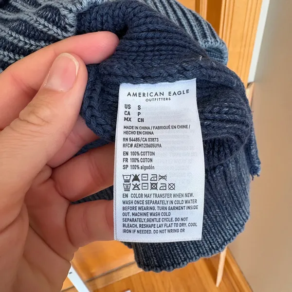 American Eagle‎ Outfitters Blue V-Neck Cotton Sweater Knit Top - Image 3