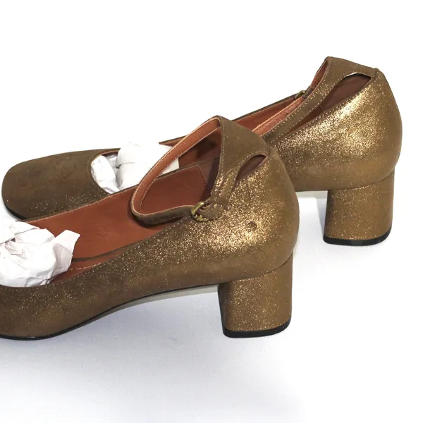 Coach Ankle Strap Pump Metallic Suede Size 9 - Image 8