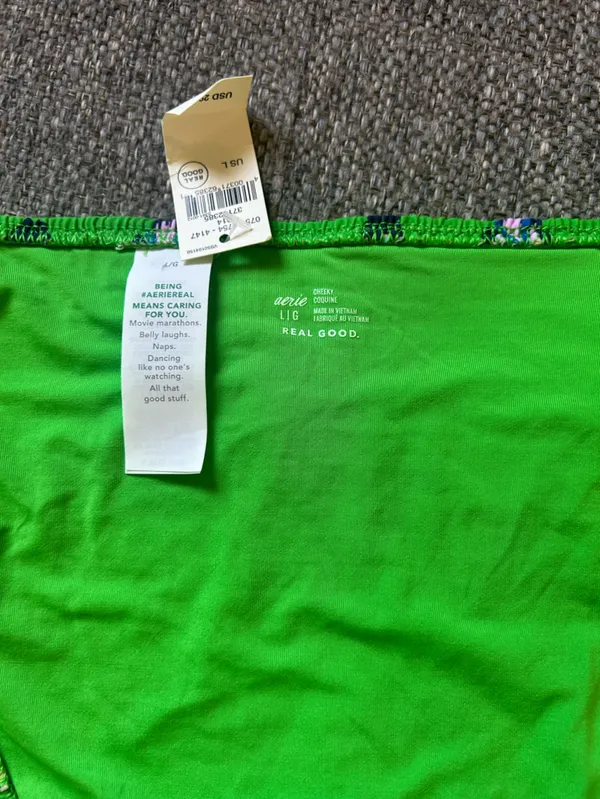 aerie Bright Green Floral Tie-Side Swim Bottoms | Large (New $29.99) - Image 7