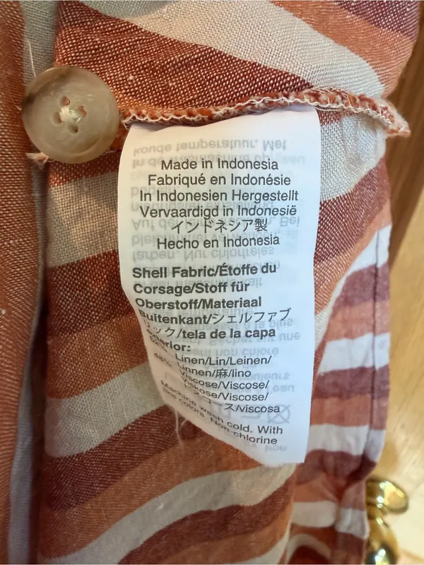 Madewell Boho Striped Linen Blend Faux Wrap Overlay Midi Skirt Small - Image 7