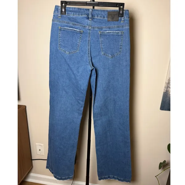 Medium Wash Palazzo Jeans Size 8 Blue - Image 3