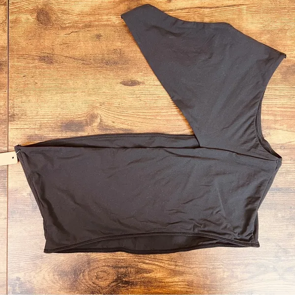 Skims Size 2X Fits Everybody Super Crop One Arm Top Color Onyx - Image 2