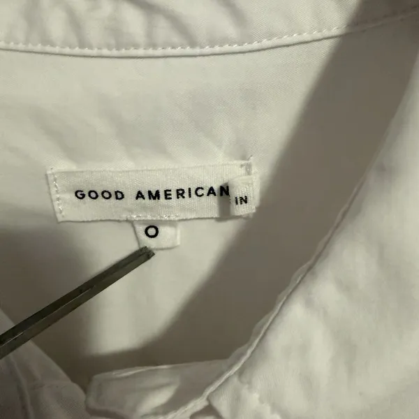Good American *The Good Shirt* Women's 0 XS White Oxford Oversized Preppy Loose - Image 3