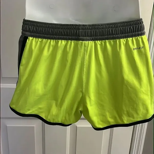 Nike Women’s Dri-Fit Neon Yellow Shorts w/ Elastic Band and Drawstring- Large - Image 7