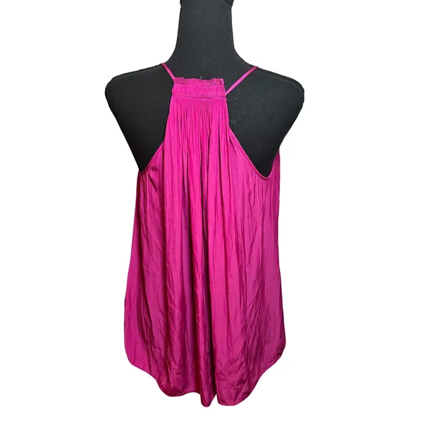 Ramy Brook Magenta Pink Keyhole Tank Sleeveless Pleated Flowy Top Resort Preppy - Image 4