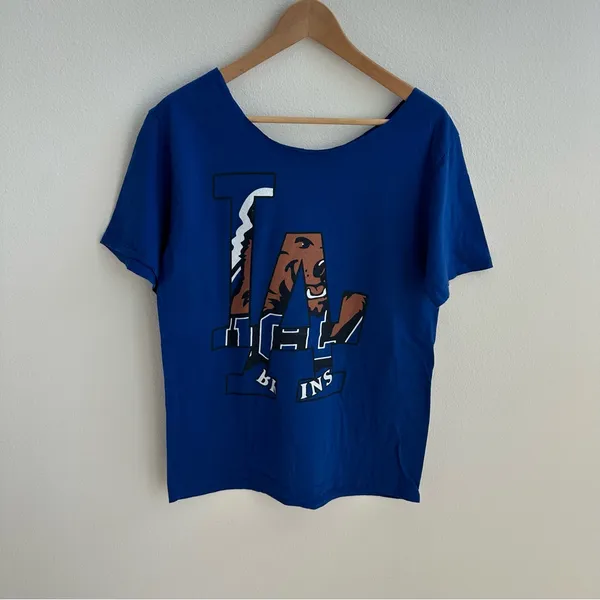 UCLA & Dodgers Blue off the shoulder T-Shirt - Image 4
