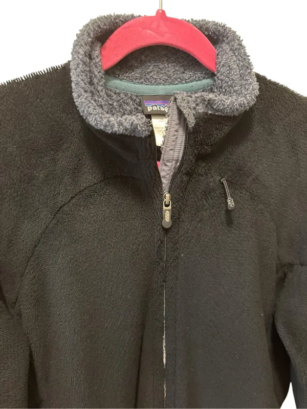 Patagonia Regulator R2 Fleece Full Zip Jacket Sz L Black/Gray Teal Trim Cozy - Image 3