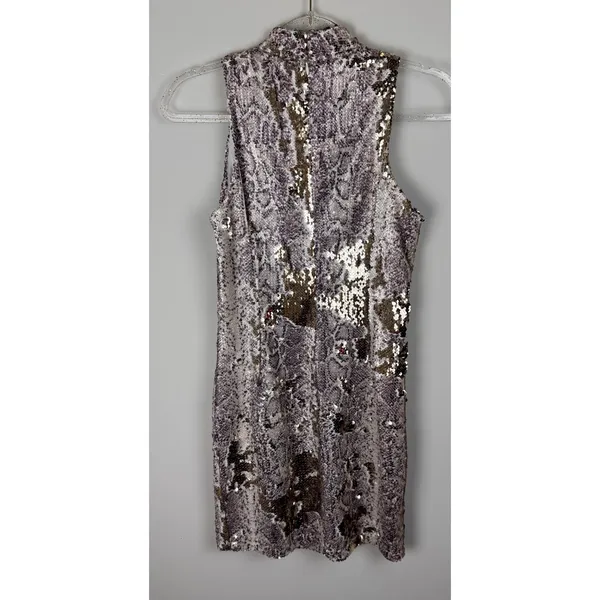 Fab'rik Bodycon Sequins Snakeskin Mini‎ Dress Sz S Cocktail Party Club Sexy Date - Image 16