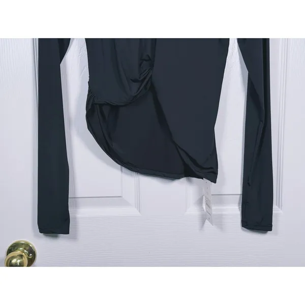 NWT Halara Twist Front V-Neck Long Sleeve Top Size M Black Minimal Athleisure - Image 7