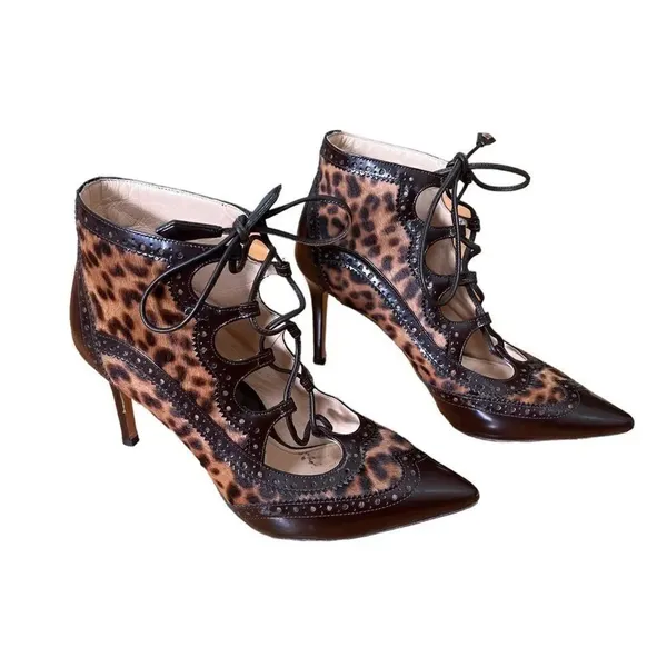Marion Parke Animal Print Calf hair leather "Miki" Lace Up Pumps Size 7.5 - Image 2