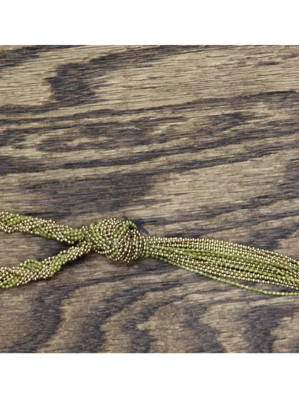 NEW Fashion Braided Twist Seed Bead Knot Tassel Necklace Gold / Green 24" + 3.5" - Image 3