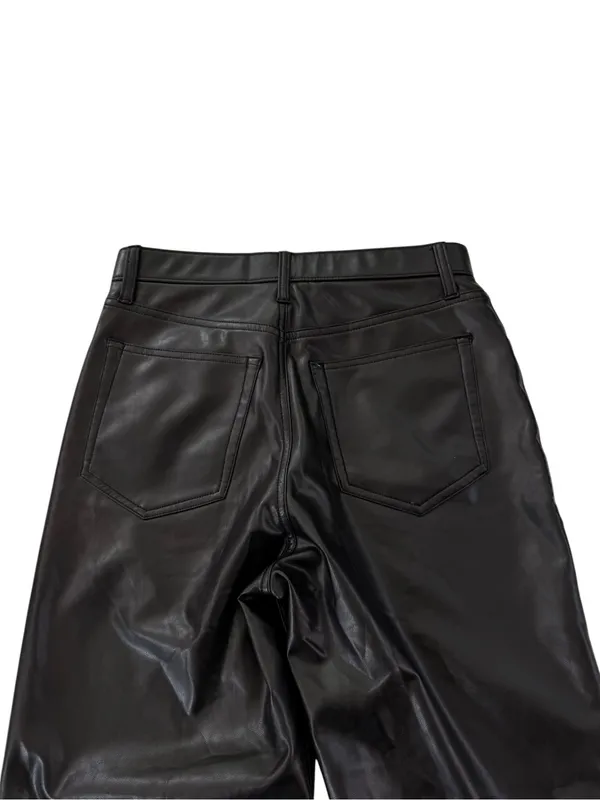 Abercrombie Curve Love High Rise 90s Relaxed Vegan Leather Pant Black Size 26 - Image 11