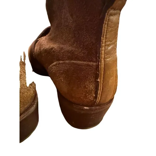 Ugg W Wright Belted Shearling‎ Lined Chestnut Leather Suede Ankle Boots Sz 7 - Image 6