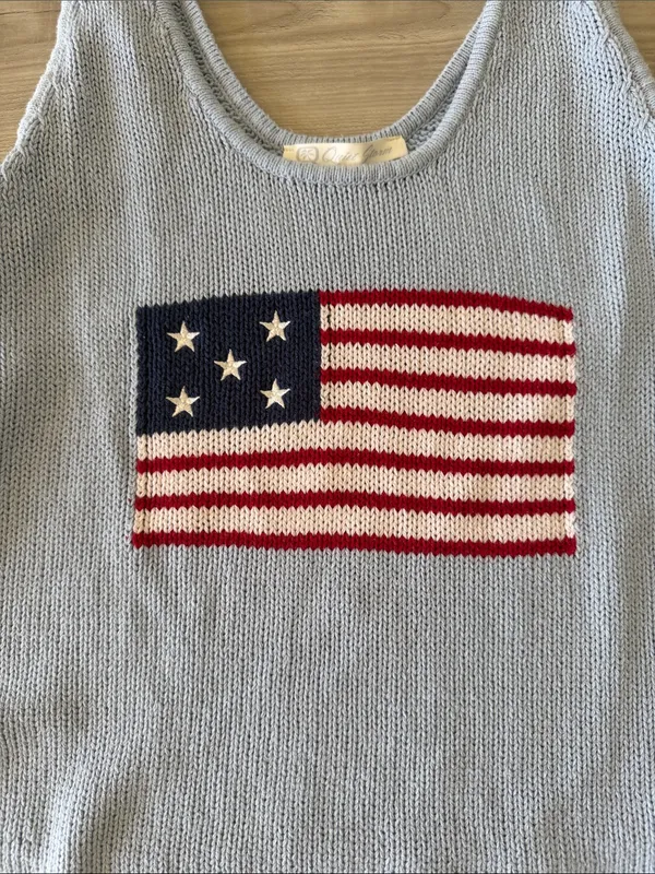 Quiet Storm Light Blue Knit Tank with Flag Motif - Image 3