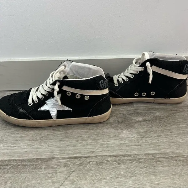Golden Goose Mid Star Black High Top Skater Sneakers Streetwear Italian Size 37 - Image 2