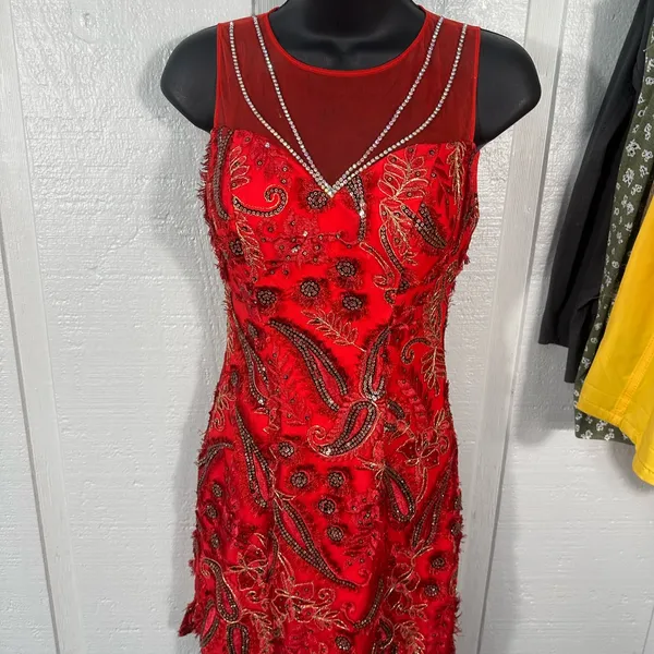Gail McInnes Designs Red Sleeveless Dress with Detachable Skirt See Measure EUC - Image 8