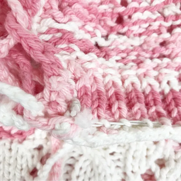 VINTAGE Pink White Handmade Crochet Tank Top Boho Indie Cottagecore Size‎ L XL - Image 10