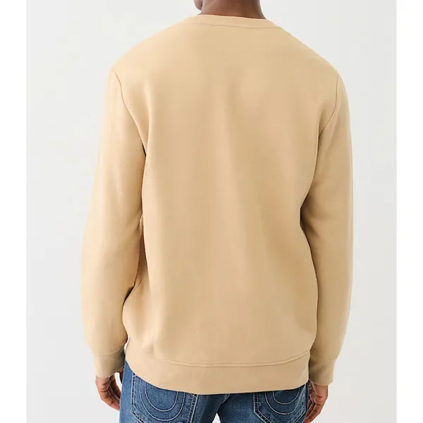 True Religion Embossed Arch Logo Sweatshirt Beige Soft Fleece Lined Size Medium - Image 2