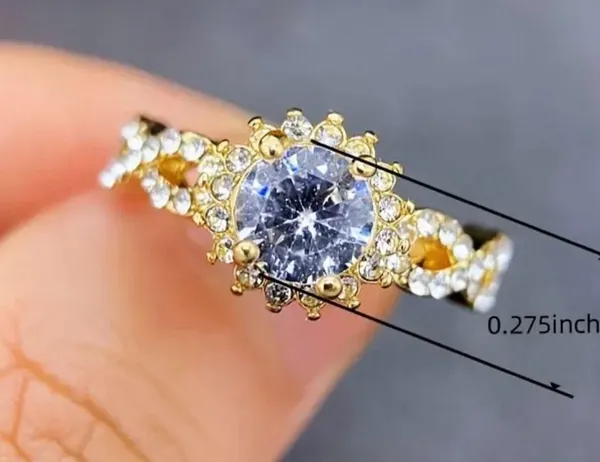Gorgeous Round Gold CZ Statement Ring Size 7 - Image 3