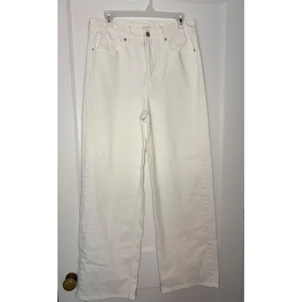 Old Navy Sky-Hi Wide Leg Jeans White Extra High Rise Denim Pants Womens 8 - Image 2