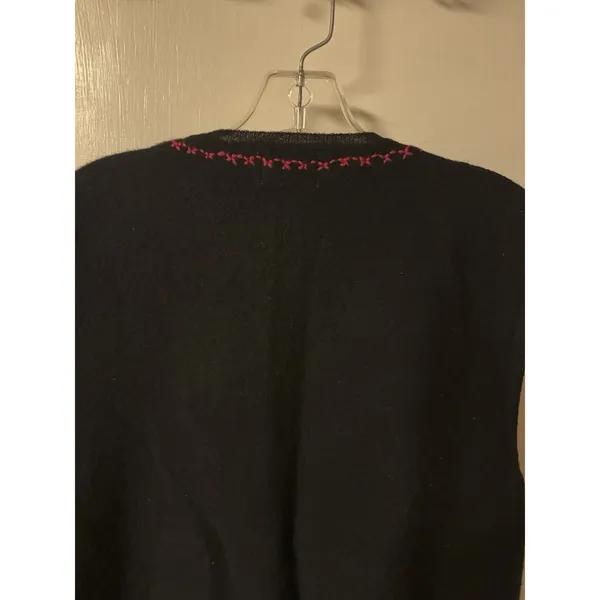Vntg Napa Valley‎ 100% Wool Embroidered Zip Cardigan Size M - Image 13