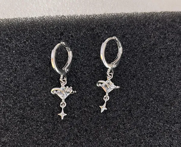 CZ Star Love Heart Dangle Drop Earrings for Women - Image 3