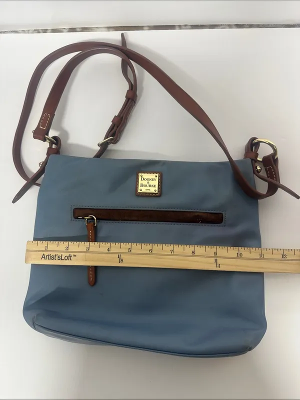 Dooney & Bourke Blue Crossbody with Brown Leather Trim - Image 9