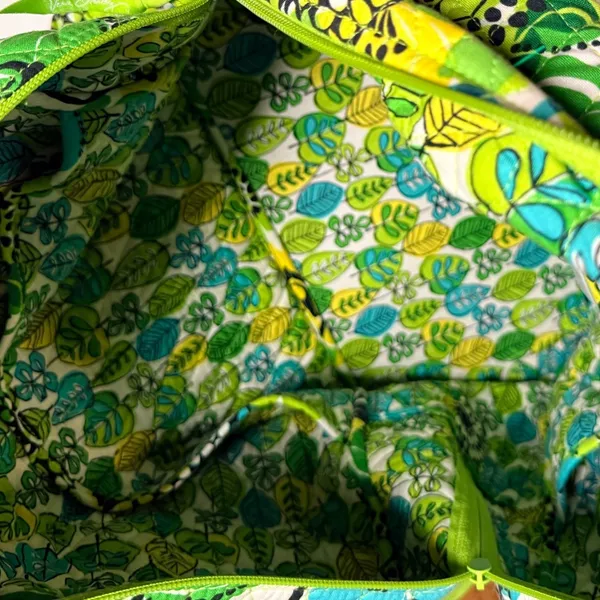Vera Bradley lime up Quilted Cotton Duffel Bag Green Floral Weekend Travel - Image 8