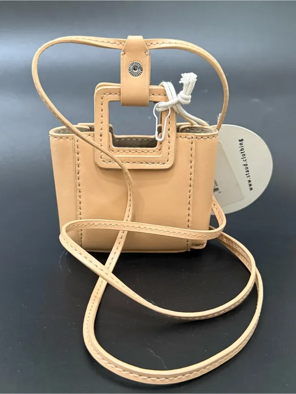 STAUD Micro Shirley Necklace Bag Tan Leather Micro Bag Charm - Image 5