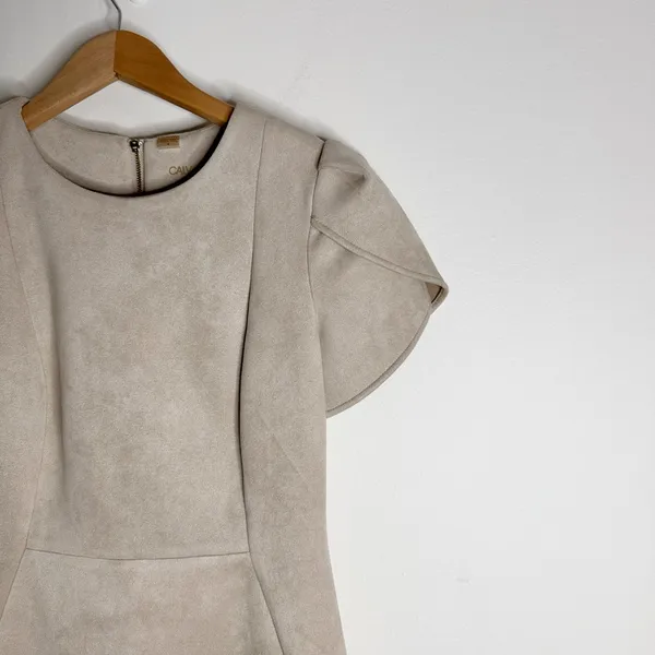 Calvin Klein Puff Short Sleeve Faux Suede Princess Seam Sheath Mini Dress size 4 - Image 9