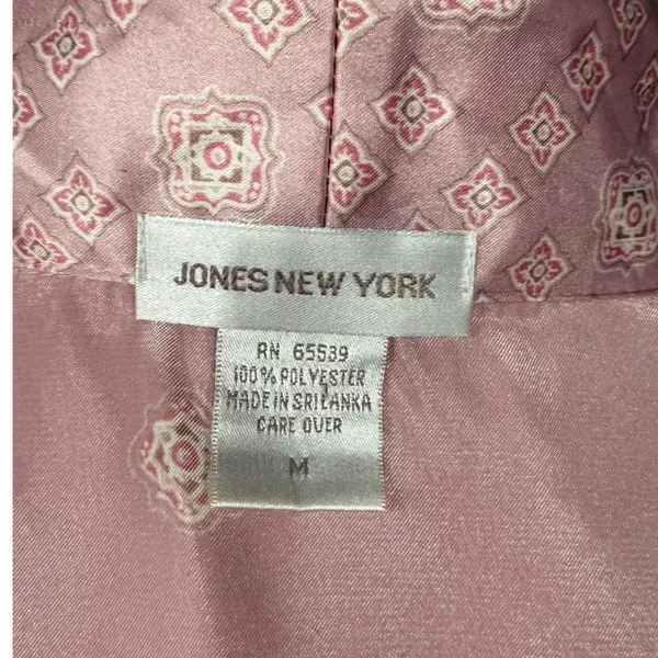 Vintage Jones New York Womens Robe Pink Pattern Shawl Collar Tie Waist‎ M - Image 4