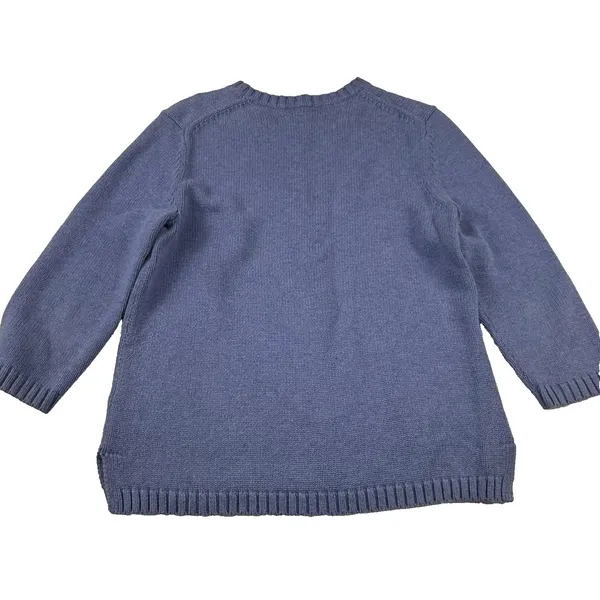 Lands' End Womens Small Faded Blank‎ Cotton Knit Sweater Blue Classic - Image 5